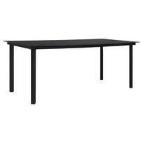Sodo valgomojo stalas, juodas, 190x90x74cm, plienas ir stiklas