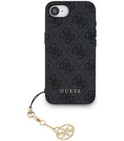 Pilkas dėklas Apple iPhone 16E / 17E telefonui "Guess 4G Charm Case"