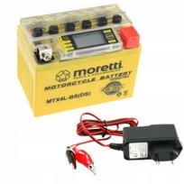 Gelinis LCD akumuliatorius MTX4L-BS YTX4L-BS 4Ah MORETTI + 12V įkroviklis