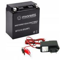 Moretti AGM (Gel) MTX16 Martinelli motociklo akumuliatorius + 12V įkroviklis