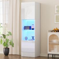 Vitrina balta blizgi, LED apšvietimas, 45x35x160 cm, 1 vnt
