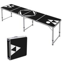 Sulankstomas kempingo stalas, reguliuojamo aukščio, iki 20 kg, 240 x 60 cm, juodas