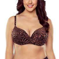 Bikini liemenėlė moterims, Vivisence, maudymosi kostiumėlis, bikinio viršus, sutvirtinti kaušeliai, Išimami didinantys įdėklai, užsegamas nugaroje, ruda, juoda, 75B, 75B