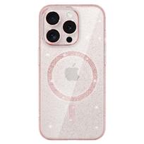 Telefono dėklas Glitter Magsafe, Iphone 16 Pro, rožine-skaidri