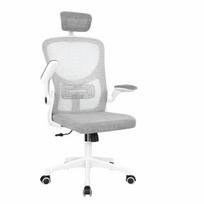 Ergonomiška biuro kėdė su galvos atrama, balta, 1 vnt.