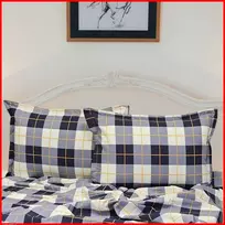 Glamžyto medvilninio audinio antklodės ir pagalvės užvalkalų patalynės komplektas - Antklodės užvalkalas 220x200 cm. + pagalvės užvalkalai 50x70 cm. (2 vnt.)