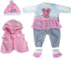 Rūbeliai lėlei 40-45 cm: Komplektas su kepure ir batukais