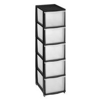 Plastikinė lentyna su stalčiais 5five Simply Smart, 102.40x37x26.80 cm, juoda