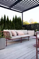 Lauko sofa Collier, trivietė, metalinė su pagalvėlėmis, raudona
