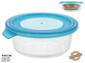 Dėžutė maistui Kitchen&GO, 0.62 l, 17 cm x 15.5 cm, skaidri sp./mėlyna sp.