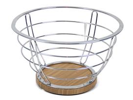 Vaisių ir daržovių krepšelis Kitchen&GO, mediena/metalas, 26 cm x 26 cm x 26 cm, ruda sp./sidabro sp.