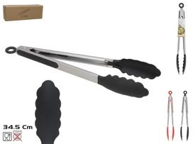 Virtuvinės žnyplės Kitchen&GO, 34.5 cm, 4 cm, juoda sp./sidabro sp.