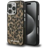 Karl Lagerfeld IML leopardinis raštas magnetinis dėklas iPhone 16 Pro Max - rudas