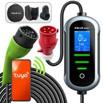 Qoltec 52721 Mobilus elektromobilio įkroviklis su 2in1 2 tipo reguliavimu | 7kW | 230V | CEE 32A | Wifi | TUYA | SMART LIFE | LCD | Nešiojamas | Sieninis įkrovimo įrenginys | 5m