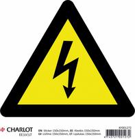 Informacinis lipdukas Charlot, 150x150mm, ELEKTROS SMŪGIO RIZIKA