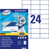 Lipnios etiketės Avery Europe, A4, 70x37mm, 24 etiketės lape, be rėmelio, 100 lapų, baltos spalvos