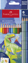Spalvoti pieštukai Faber-Castell Dino 10+3 spalvų