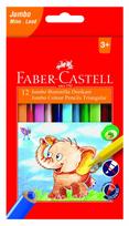 Spalvoti pieštukai Faber-Castell Jumbo, Tribriauniai, 12 spalvų