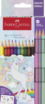 Spalvoti pieštukai Faber-Castell Colour Grip Unicorn 10 +3 pastelinės spalvos