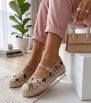 Espadrilės moterims „Lucille“ su siuvinėtomis gėlėmis, rožinės