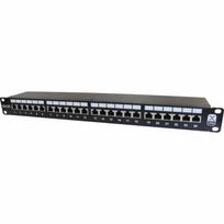 Komutacinė panelė 19" 1U UTP Cat6A 24 prievadai, su kabelių laikikliu