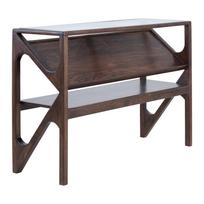 Tamsios natūralios spalvos konsolinis staliukas su stikliniu stalviršiu 41x119 cm Yuki – Light & Living