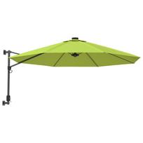 vidaXL Prie sienos montuojamas skėtis su LED, obuolio žalias, 290cm