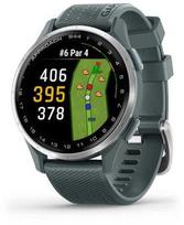 Kepurė „Garmin Approach S44“ laikrodis, sidabrinis aliuminio apvadas su sutemų silikono juostele