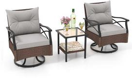 Lauko baldų komplektas Promotions Lauko sukiojamas supamas krėslų komplektas, 74.9x64.8x83.8 cm, rudos spalvos