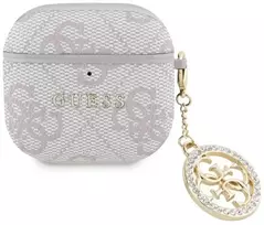 Dėklas Guess 4G Strass Charm do AirPods 4 rožinė