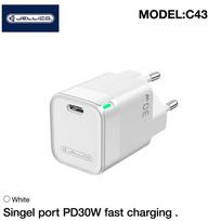 Jellico C43 Mini PD 30W QC 3.0 Smart Adaptīvs ātrais lādētājs ar 1x USB-C (5-20V) ligzdu Balts