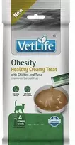 FARMINA Vet Life Cat Obesity kreminis skanėstas su vištiena ir tunu dėžutėje – skanėstas katei – 4x15g