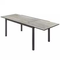 Outsunny Ištraukiamas Sodo Stalas Valgomojo Stalas 6-8 asmenims, 160/240 x 90 cm Aliuminio Balkono Stalas Medžio Išvaizda, Atsparus Oro Sąlygoms Terasos Stalas Lauko Bufeto Stalas Sode, Terasoje, Balkone, Pilka