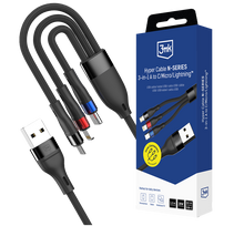 Laidas 3in1 USB-A to USB-C/ Lightning  /Micro QC 3.0, 1.2m,  9V, 2A, 18W (3mk)