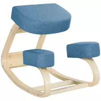 Kelių kėdė, ergonomiška sėdėjimo kėdutė, minkšta kėdutė taisyklingai laikysenai, beržo mediena, 120 kg apkrova, mėlyna