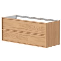 Vonios spintelė Kame HOME 120cm 2 stalčiai, Po stalviršiu, Be kriauklės, natūralus ąžuolo faneros apdaila