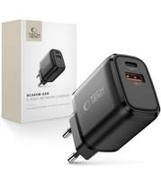 Juodas 1xUSB-A + 1xUSB-C PD65W / QC3.0 pakrovėjas "Tech-Protect NCA65W-GAN 2-Port"