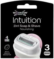 Keičiamos skustuvo galvutės Wilkinson Sword Intuition 2in1 Soap & Shave Nourishing, 3 vnt