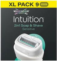 Keičiamos skustuvo galvutės Wilkinson Sword Intuition 2in1 Soap & Shave Sensitive, 9 vnt