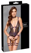 Cottelli Cottelli Bondage Body S Black Powernet & Purple Accents with Accessories
