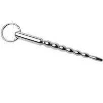 METAL HARD Metal Hard Stainless Steel Intimate Dilator 7mm Beaded Curved Tip 14cm