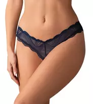Obsessive Nightly Blue Thong XL/2XL - Soft Lace, Crotchless Design