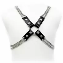 LEATHER BODY Saffron Leather Chain Harness Adjustable Body Accessory Black S-XL