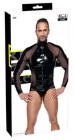 Black Level Black Level Vinyl & Mesh Shirt for Men S - Glossy Finish, Net Details