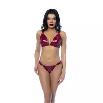 Mapale Leg Avenue Two-Piece Vinyl Lingerie Set XL Gloss Wine Red