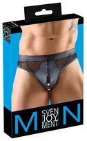 Svenjoyment Svenjoyment Men's Thong M Black Matte Finish, Net Panels, Snap Access