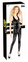 Black Level Black Level Vinyl Jumpsuit M - Glossy Finish, 3-Way Zip, Sleeveless