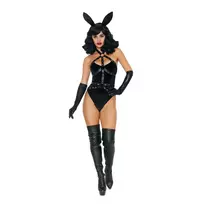 Dreamgirl Bad Girl Bunny S Black Costume Set by Bad Girl - Velvet & Faux Leather