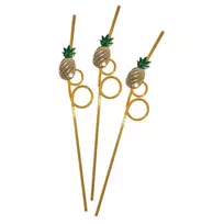 Kheper Games Kheper Games Tropical Reusable Drinking Straws Pineapple 3-Pack