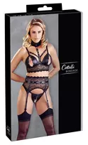 Cottelli Cottelli Collection Bra & Suspender Set M, Floral Lace, Matte Finish